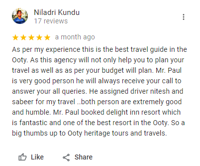 reviews for tour package in ooty